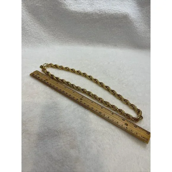 Vintage Classic Anne Klein Logo Couture￼Super Chunky Gold Link Necklace 22” - Picture 7 of 8